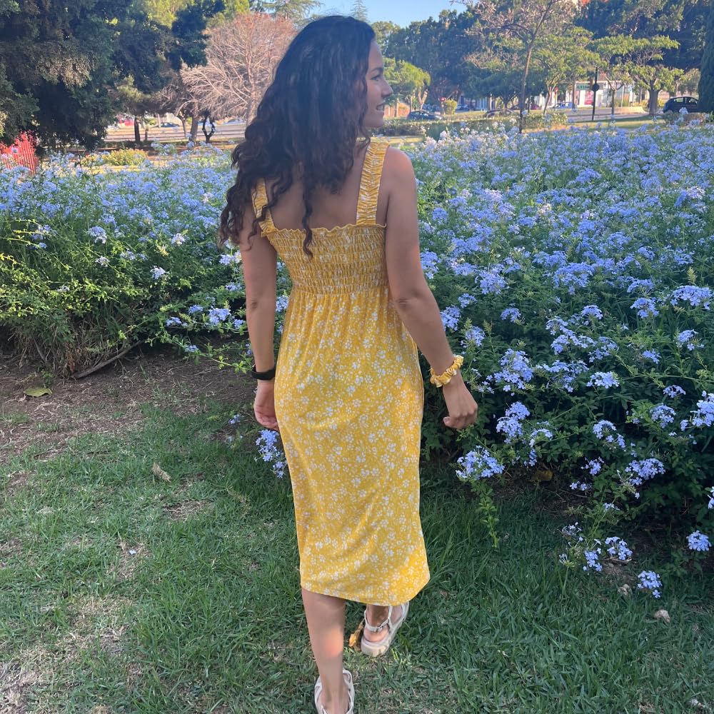 Floral Sundress for Women with Pockets - Sleeveless Long Beach Dress for Summer Vacation, Boho Maxi Dress with Free Scrunchie | Perfect for Beach Outings, Pool Parties, and Tropical Getaways 2024
