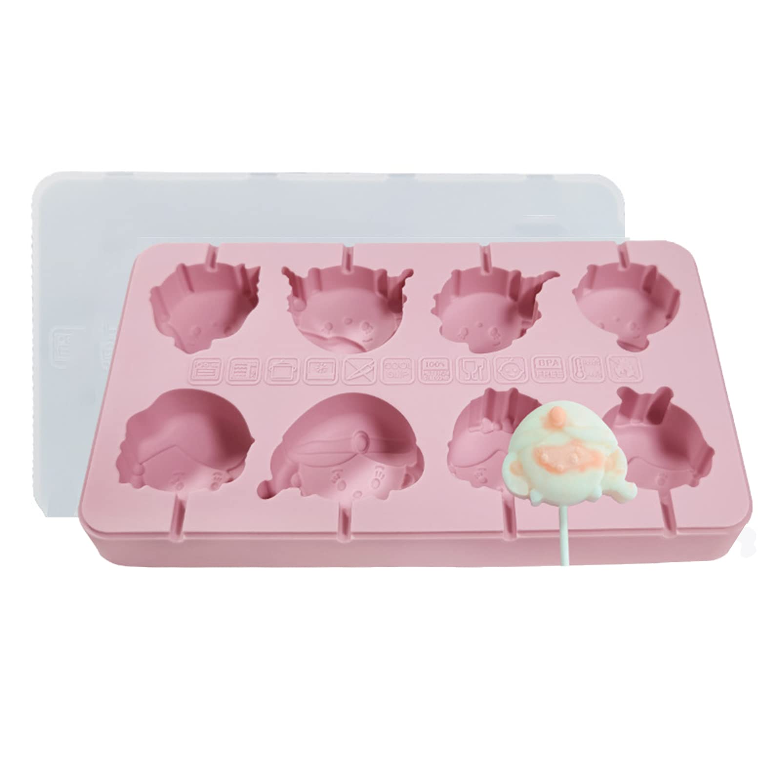 RAPOPSEY 8-Cavity Silicone Lollipop Molds for Hard Candy, Gummy & Chocolate - Reusable Baking Molds for DIY Candy Making at Home, Parties & Gifts