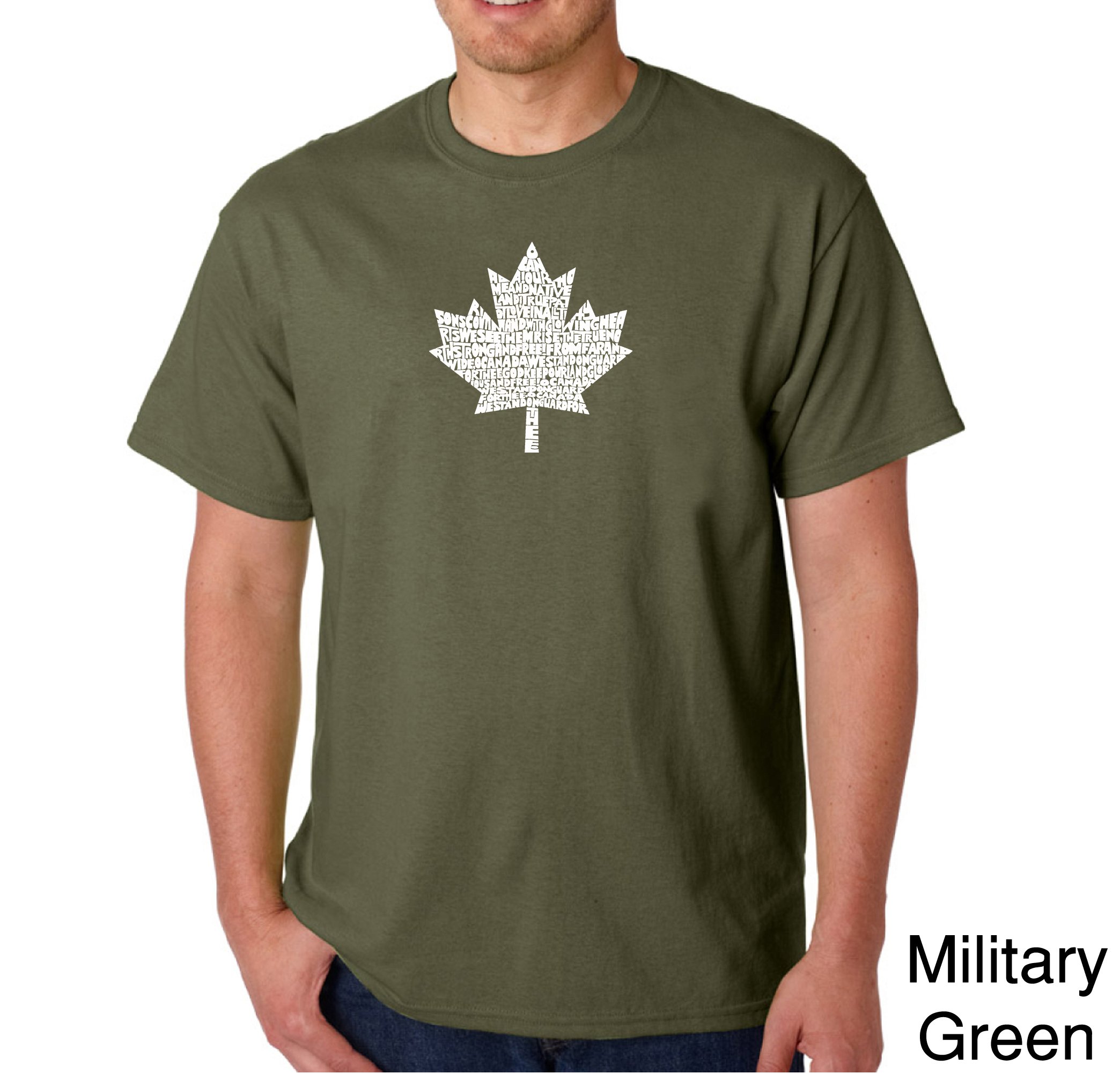 LA POP ART Men's Word Art T-Shirt - Canadian National Anthem Graphic Tee | Funny Patriotic Novelty Shirt for Canada Day & Hockey Games