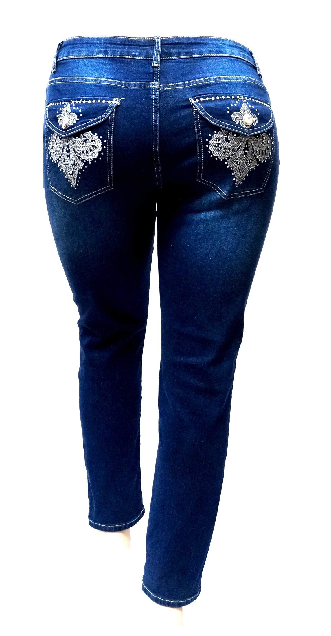 Jack David Women's Plus Size Stretch Denim Jeans - Blue/Black Curvy Fit, Flap Pockets, Skinny/Bootcut/Cargo Styles | Perfect for Casual Wear, Work & Night Out