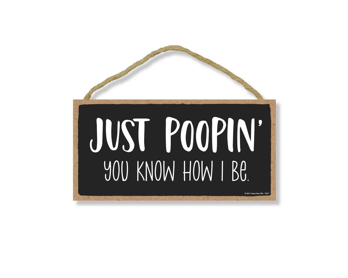Funny Toilet Wall Art - Folk Decor 12x6 Inch for Bathroom & Gifts