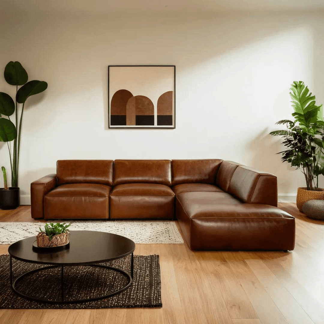 Giacomo Modern Faux Leather 4-Seater Corner Sofa Set - Comfortable L-Shaped Couch for Living Room, Lounge & Home Theater