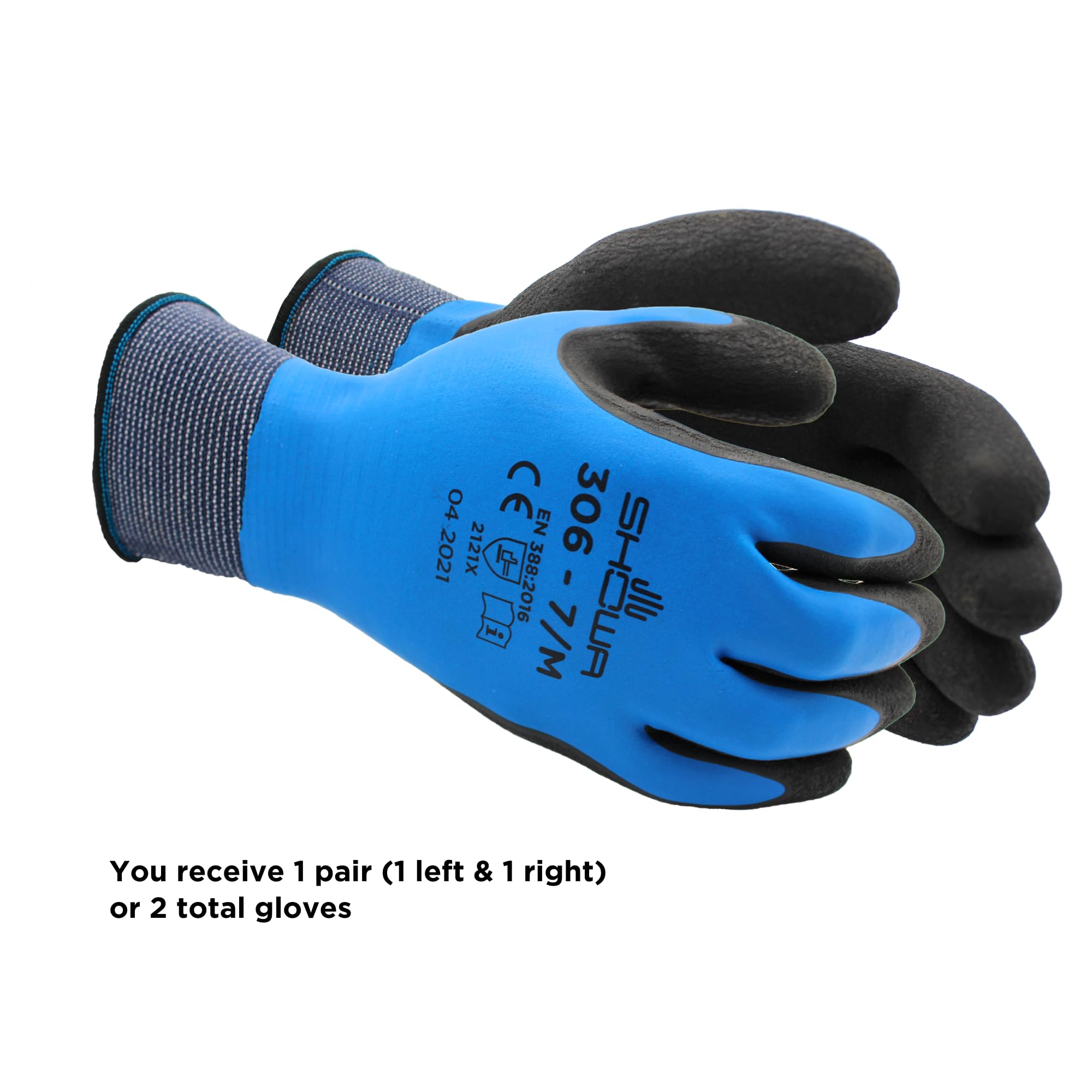 SHOWA 306 Natural Rubber Latex Work Gloves - Waterproof, Breathable, Durable for Gardening, Cleaning & Outdoor Activities