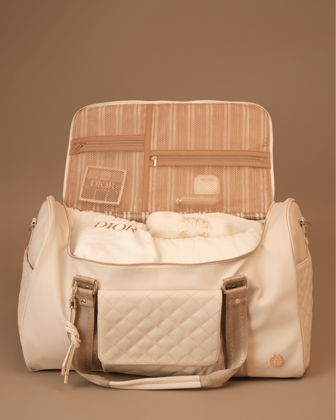 Mama Mia Weekender Bag - Stylish & Spacious Travel Tote for Women | Perfect for Weekend Getaways, Gym, Work & Beach Trips | Ecru Color