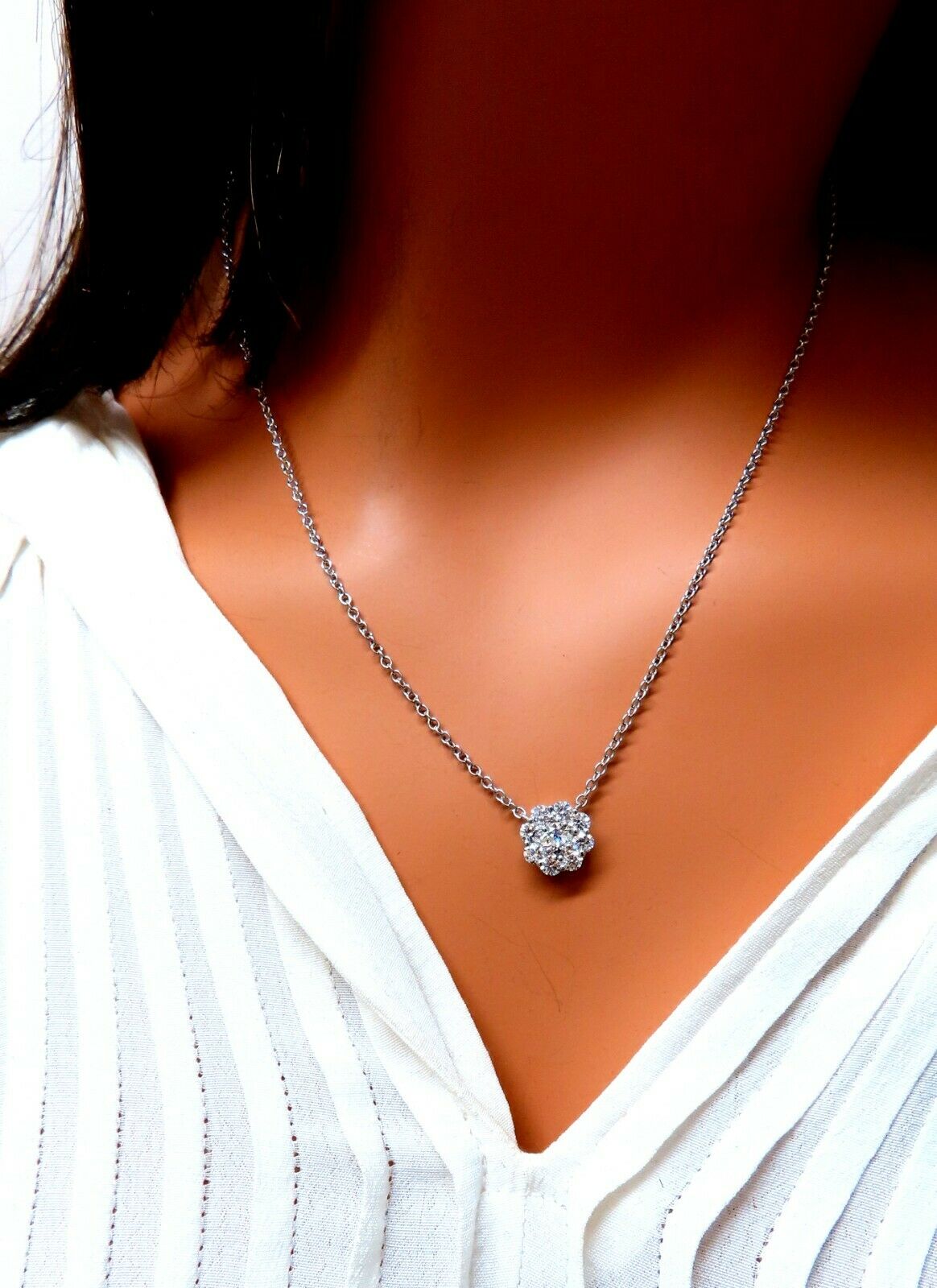 GIA Certified .48ct & 1.14ct Diamond Cluster Necklace in 14K Gold Snowflake Design - Perfect for Christmas Gifts, Anniversary & Special Occasions