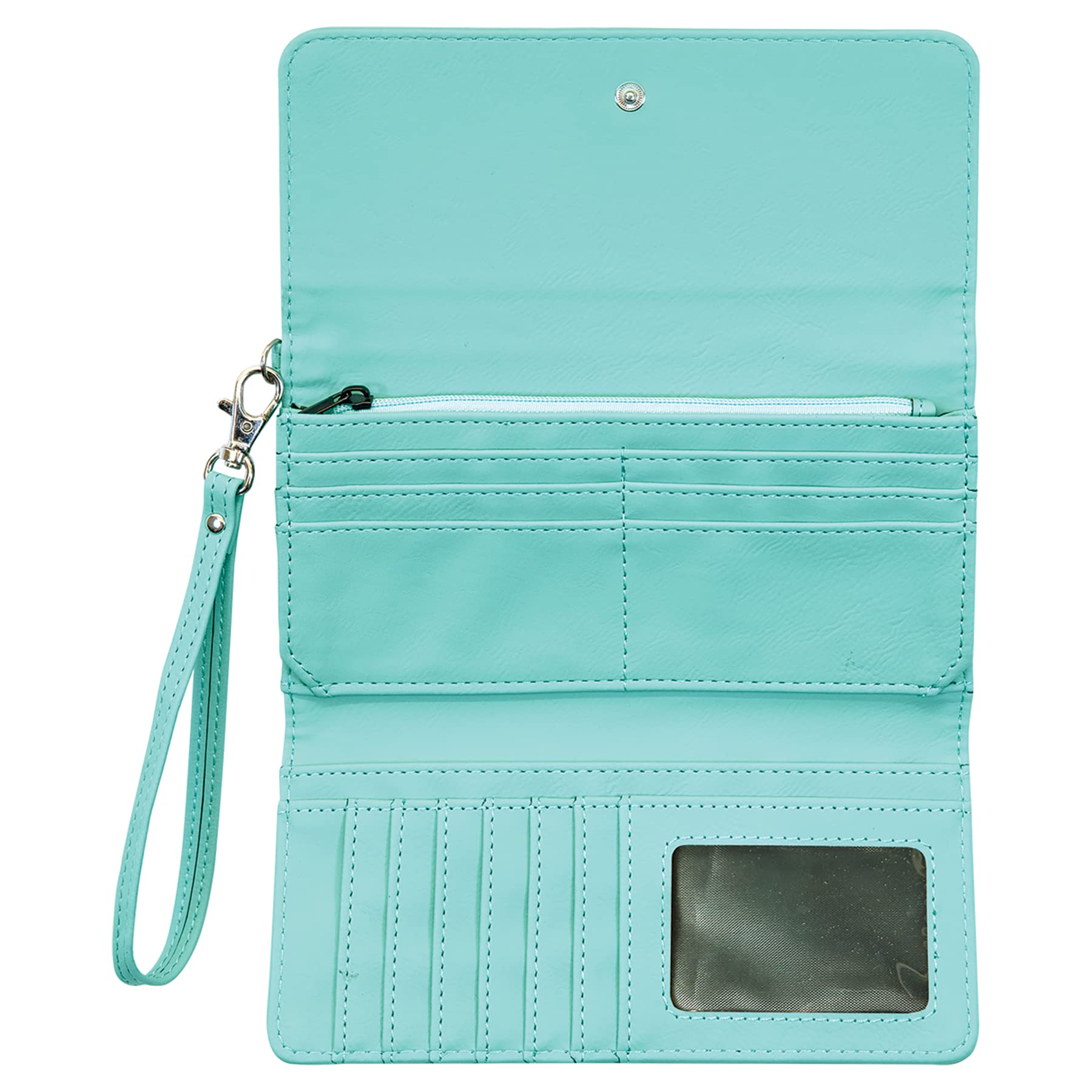 Personalized Women's Leatherette Zip Wallet with Laser Engraving - Custom Wristlet Clutch for Everyday Use, Travel & Gifts