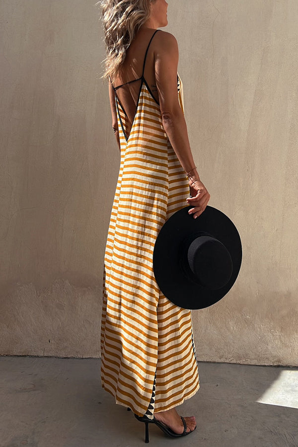 Stylish Ethnic Print Backless A-Line Maxi Dress for Women - Boho Chic Summer Beach Vacation & Party Outfit