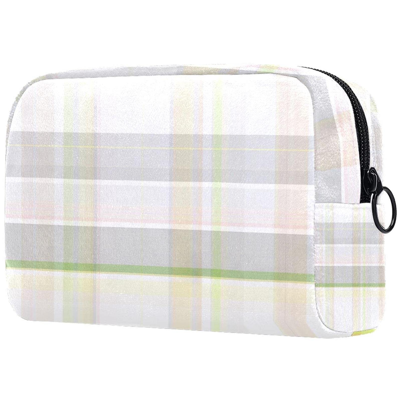 Stylish Large Plaid Cosmetic Bag for Women - Waterproof Travel Makeup Pouch with Zipper | Perfect Toiletry Organizer for Vacation, Gym & Daily Use