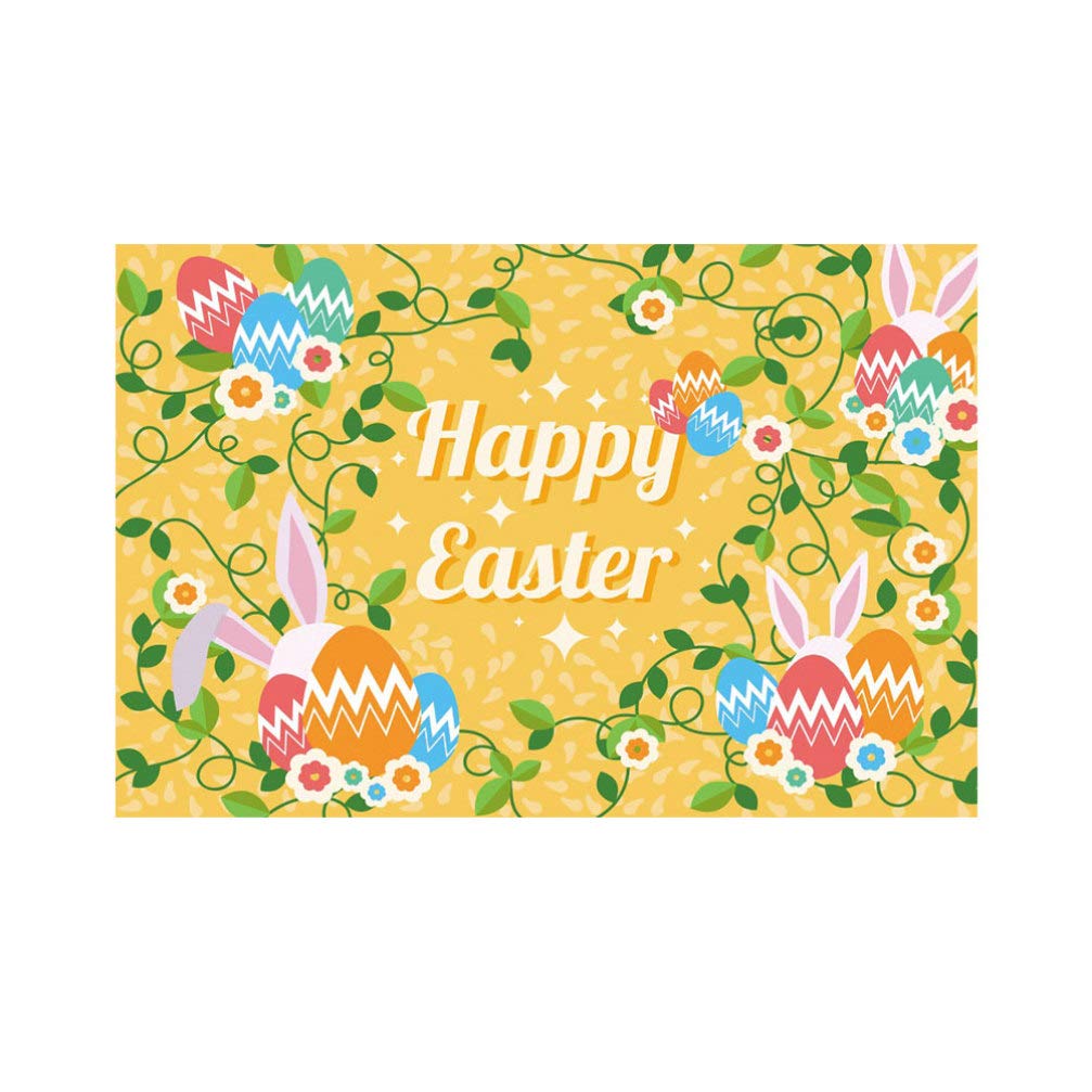 Amosfun Happy Easter Photography Backdrop - Vinyl Cartoon Rabbit & Easter Egg Printed Photo Background Cloth for Studio, Party, Festival DIY - Perfect for Easter Photo Shoots, Wall Decorations & Spring Celebrations