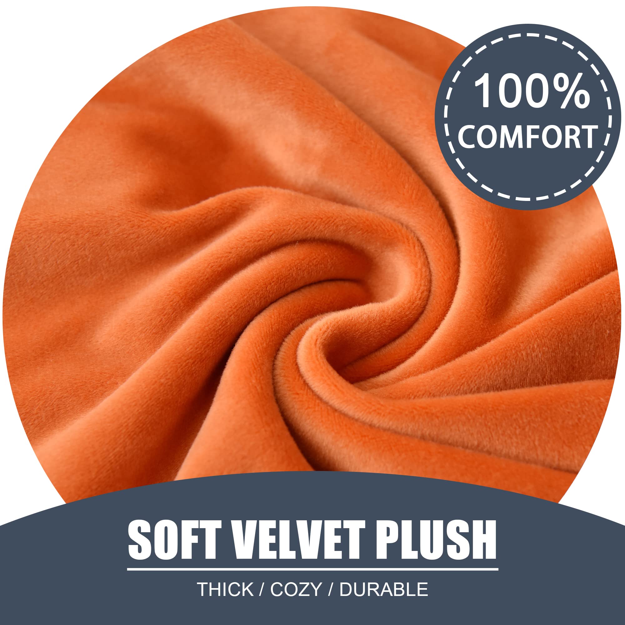 CONRUSER Stretch Velvet Sofa Slipcover - Soft Single Seat Couch Cover with Cushion Protector - Furniture Protector for Living Room, Bedroom (Orange, Small Size)
