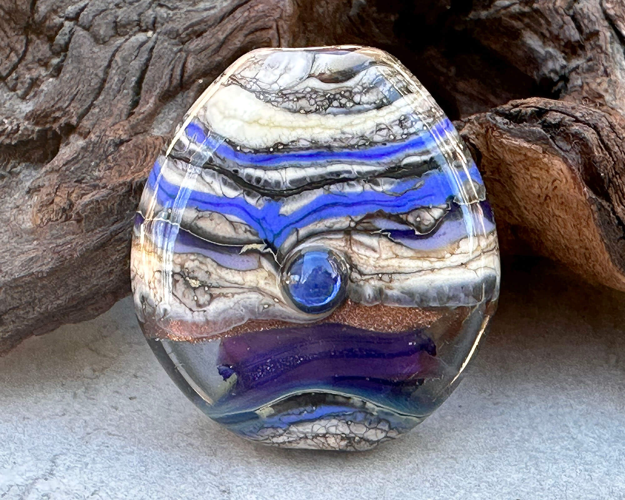 Handmade Purple & Blue Organic Lampwork Glass Focal Bead - Unique Artisan Jewelry Making Supplies for Necklaces, Bracelets & DIY Crafts - Perfect for Beaders & Jewelry Designers