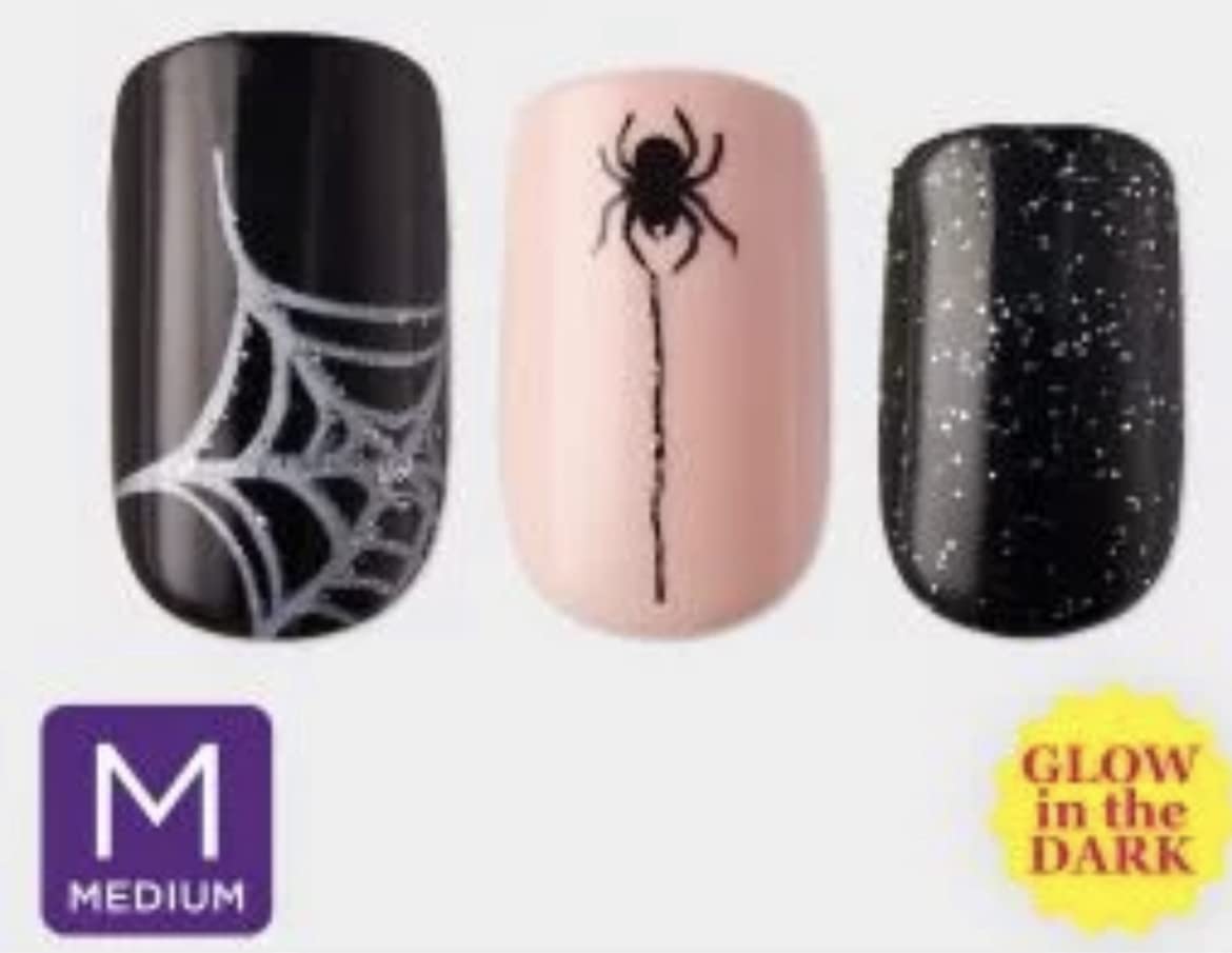 imPress Press-On Manicure - Full Moon Glow in Dark Halloween Nails | Easy Fake Nails for Women | Perfect for Halloween Parties & Night Events