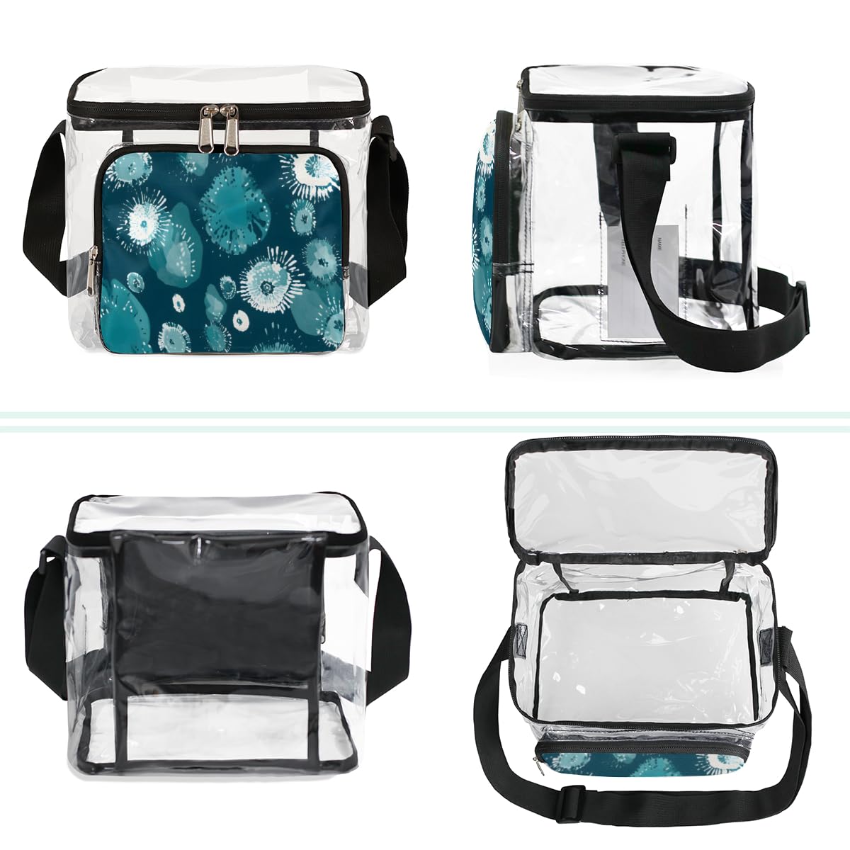 GzLeyigou Blue Tie Dye Clear Tote Bag with Handles - Transparent Crossbody Shoulder Bag for Lunch, Outdoor, Travel, Picnic, Concerts & Sports Events - Stadium Approved Clear Purse for Beach, Shopping, Music Festivals and School