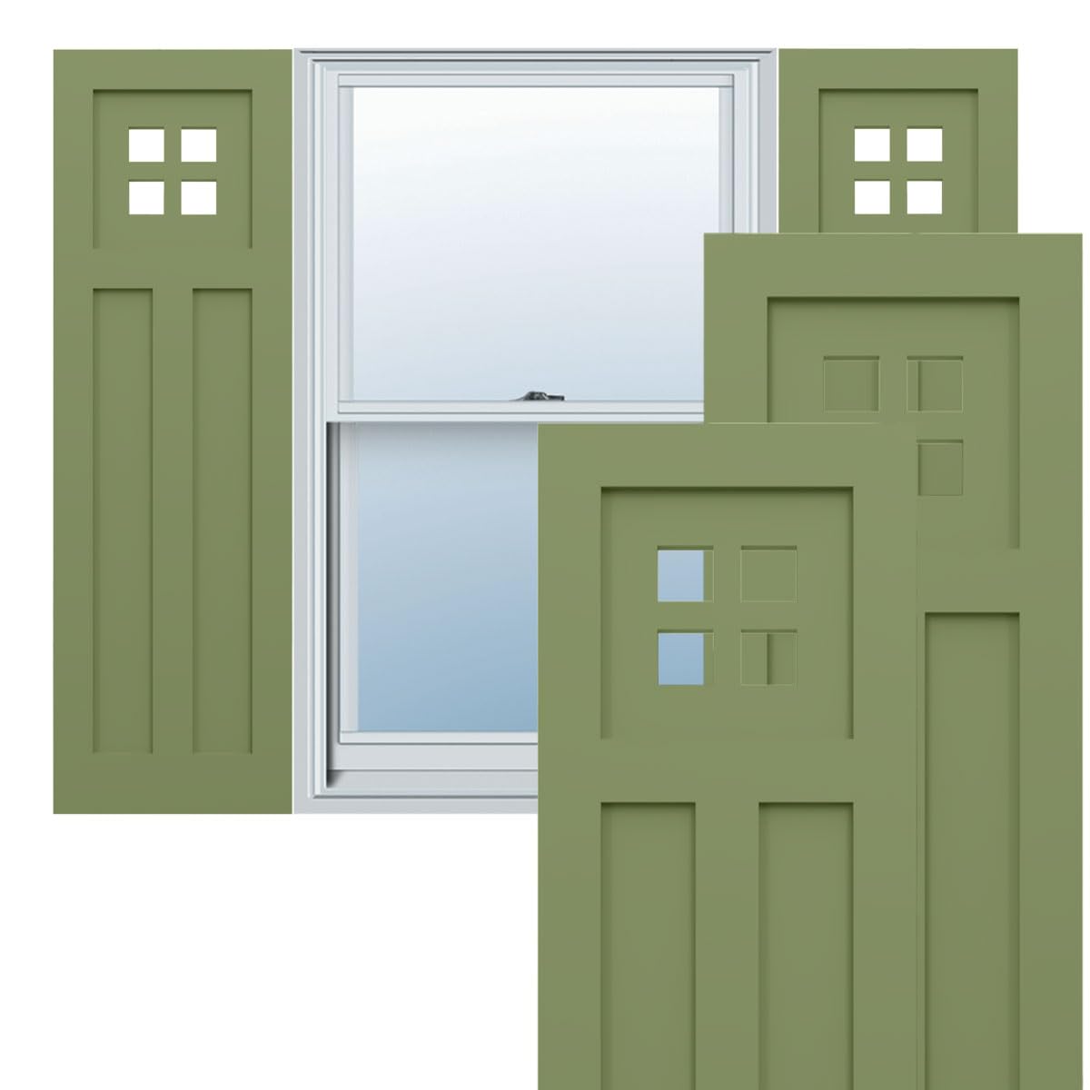 Ekena Millwork TFP001ST18X062MG True Fit PVC San Antonio Mission Style Fixed Mount Shutters - 18