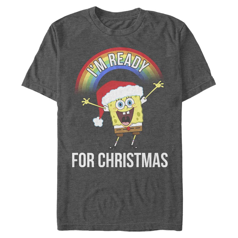 Spongebob Squarepants Christmas T-Shirt for Men - Big & Tall Short Sleeve Tee | Nickelodeon Holiday Graphic Top | Perfect for Christmas Parties & Gifts