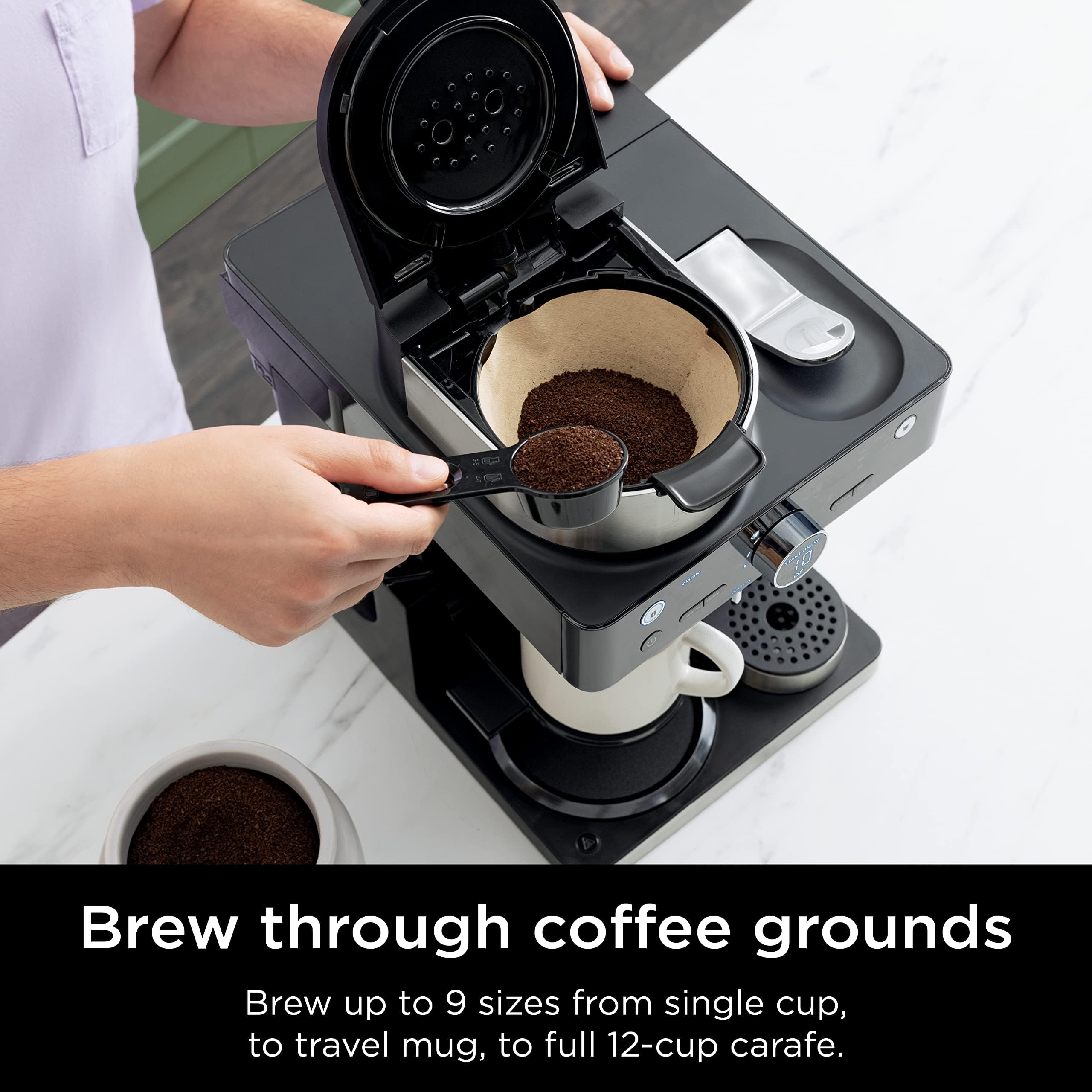 Ninja CFN601 Espresso & Coffee Maker with Built-in Frother - 3 Brew Styles, Single-Serve & Nespresso Capsule Compatible - Perfect for Espresso, Cappuccino & Latte at Home or Office (Black)