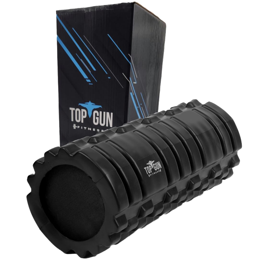 Top Gun Foam Roller for Fitness & Recovery - Multi-Texture Back Massage Roller with Solid Core - Relieve Back Pain & Muscle Tension - Perfect for Post-Workout Recovery, Yoga, and Physical Therapy - Best Deep Tissue Foam Roller for Athletes