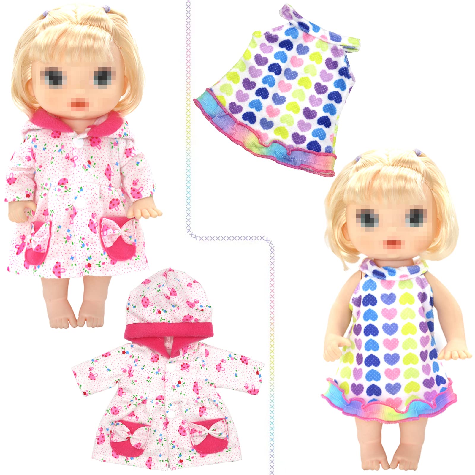 SOTOGO 9-Piece Doll Clothes Outfits for 13-14.5 Inch American Girl Dolls - Fashionable Baby Doll Clothing & Accessories Set - Perfect for Dress Up, Role Play, and Collectible Display
