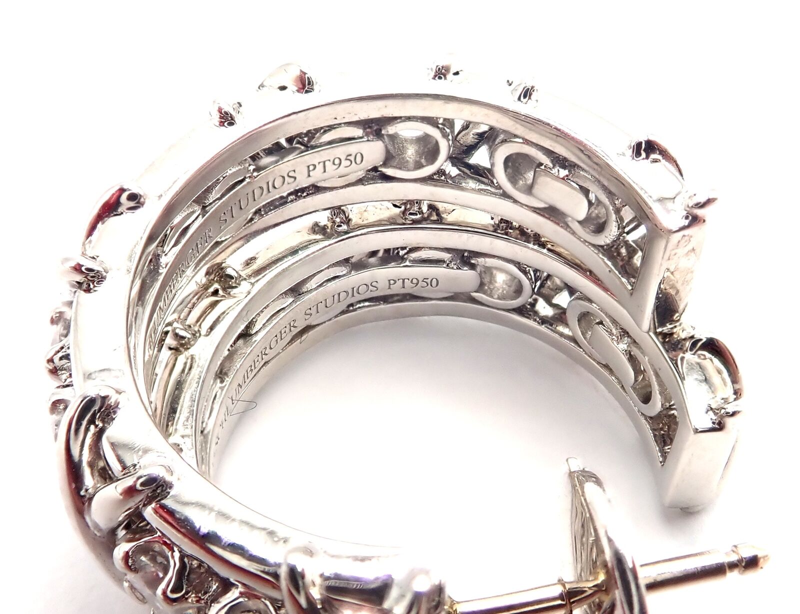 Authentic Tiffany & Co Schlumberger Twenty Stones Platinum Diamond Hoop Earrings for Women - Luxury Jewelry Gift for Anniversary, Wedding & Special Occasions