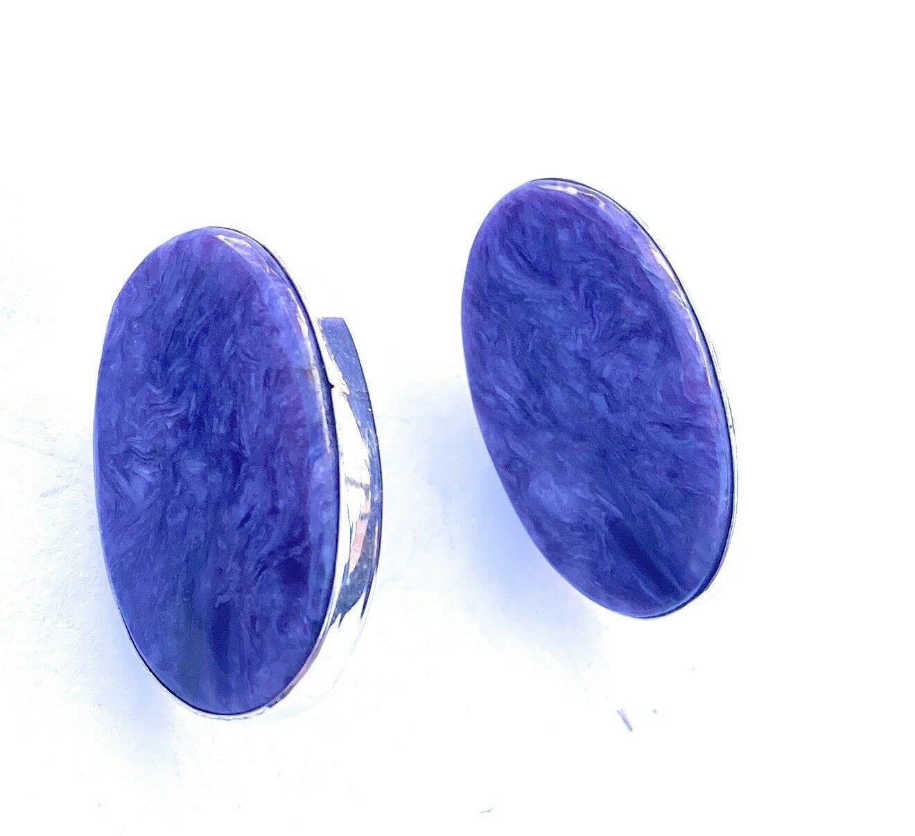 Navajo Sterling Silver and Charoite Stud Earrings - Handmade Native American Jewelry for Women | Perfect for Casual Wear, Gifts, and Special Occasions