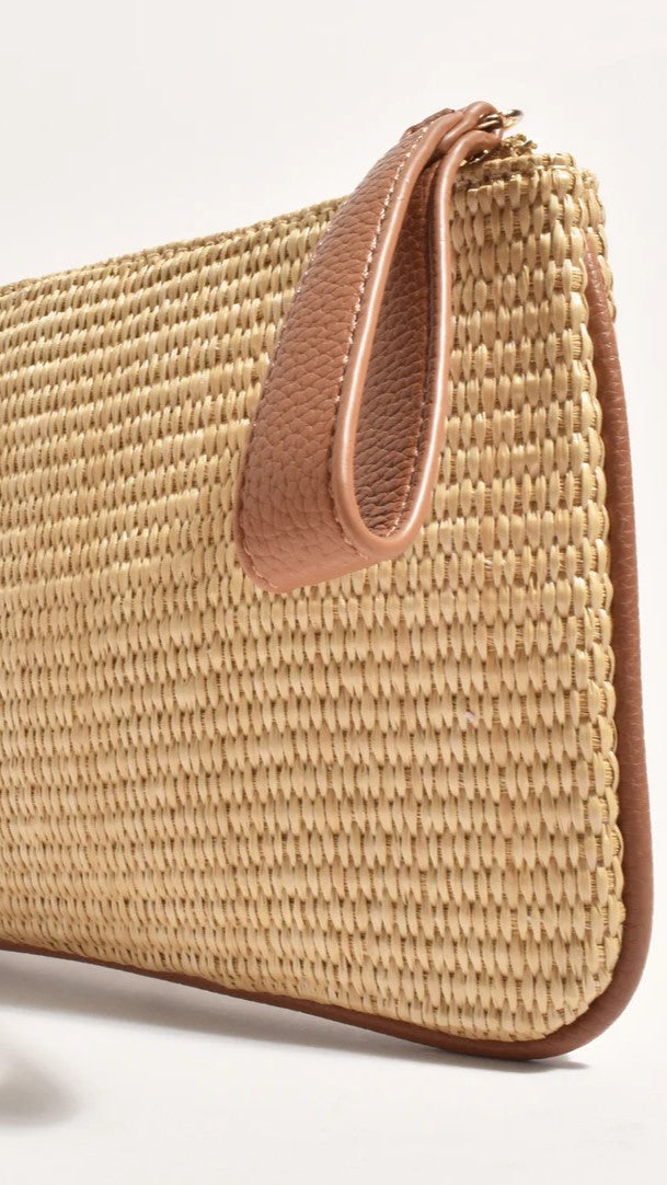 Francesca Weave Pouch Handmade Natural Tan Leather Crossbody Bag for Women - Perfect for Travel, Shopping & Everyday Use