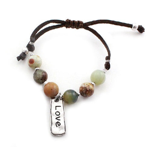 Brown Multi Semi-Precious Stone Love Bracelet - Handmade Boho Jewelry for Women, Gift for Her, Perfect for Everyday Wear & Special Occasions