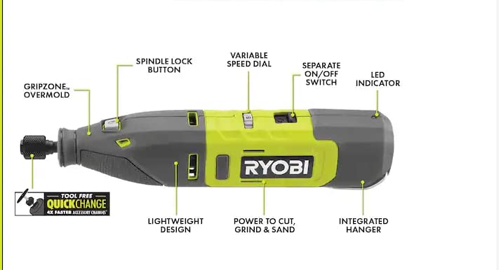 RYOBI 12V Cordless Rotary Tool Kit with 30 Accessories - Variable Speed for DIY, Woodworking, Metal Engraving & Craft Projects | Perfect for Home Repair, Jewelry Making & Hobbyists