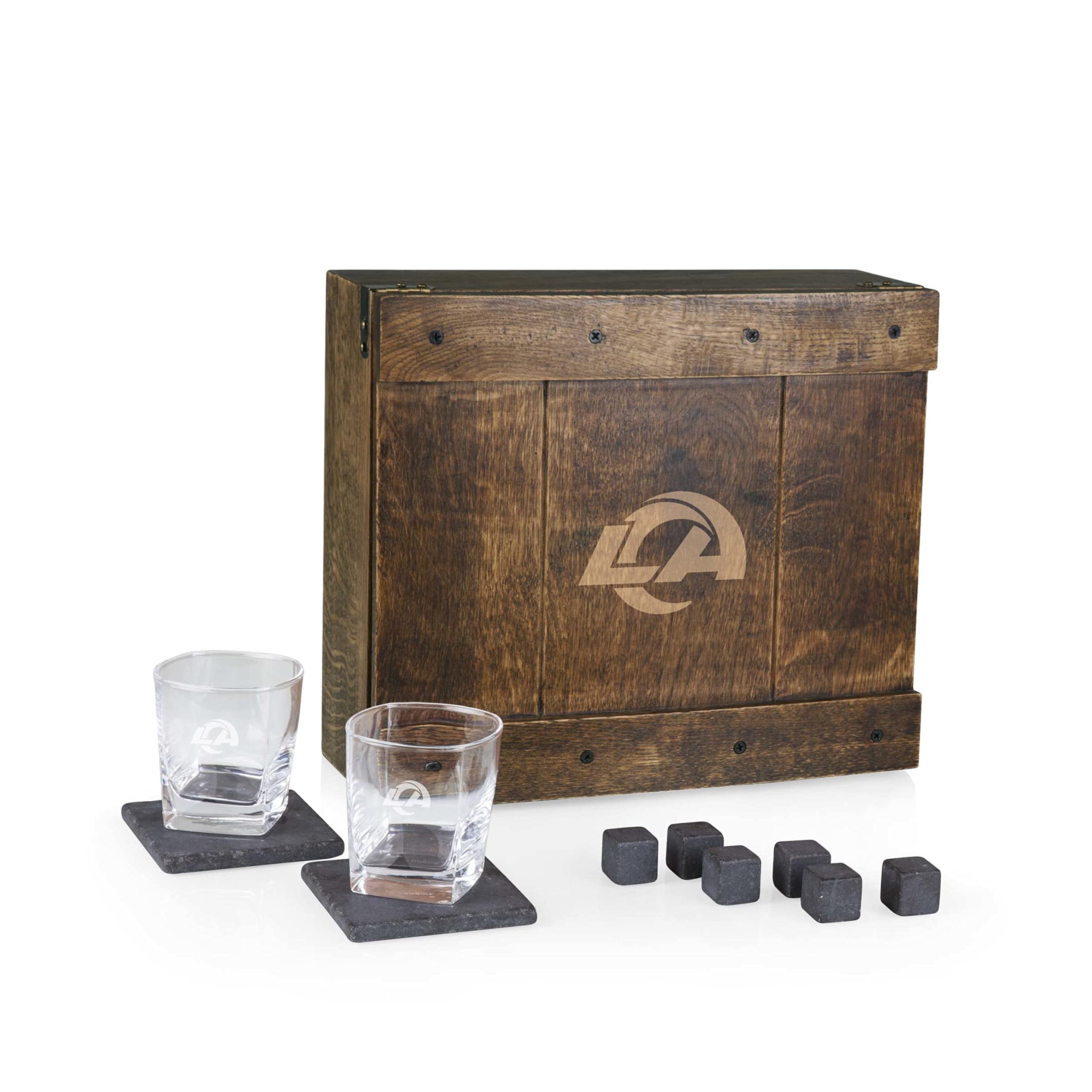 PICNIC TIME NFL Whiskey Gift Set - 2 Whiskey Glasses & Whiskey Stones - Perfect for Football Tailgating, Man Cave Decor & Sports Fan Gifts