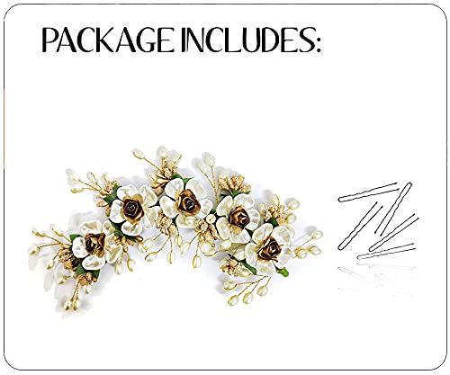 Artificial Lily Flower Hair Clip - Women's & Girls' Hair Accessories with Floral Vein Design (White, 2217) for Weddings, Parties & Special Occasions