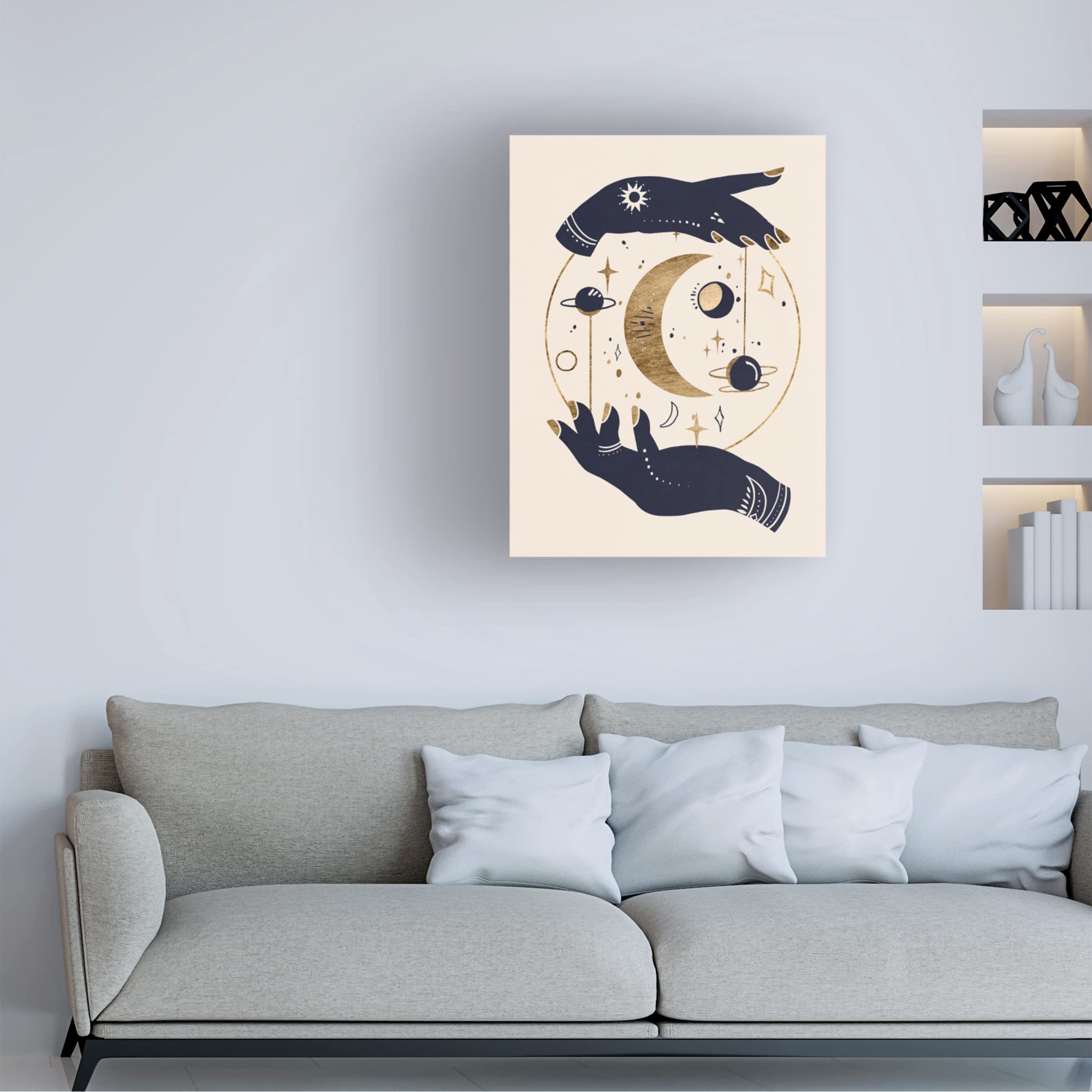 Annie Warren 'Moon Hands I' Canvas Art Print - Modern Wall Decor for Living Room, Bedroom & Office - Trademark Fine Art Collection