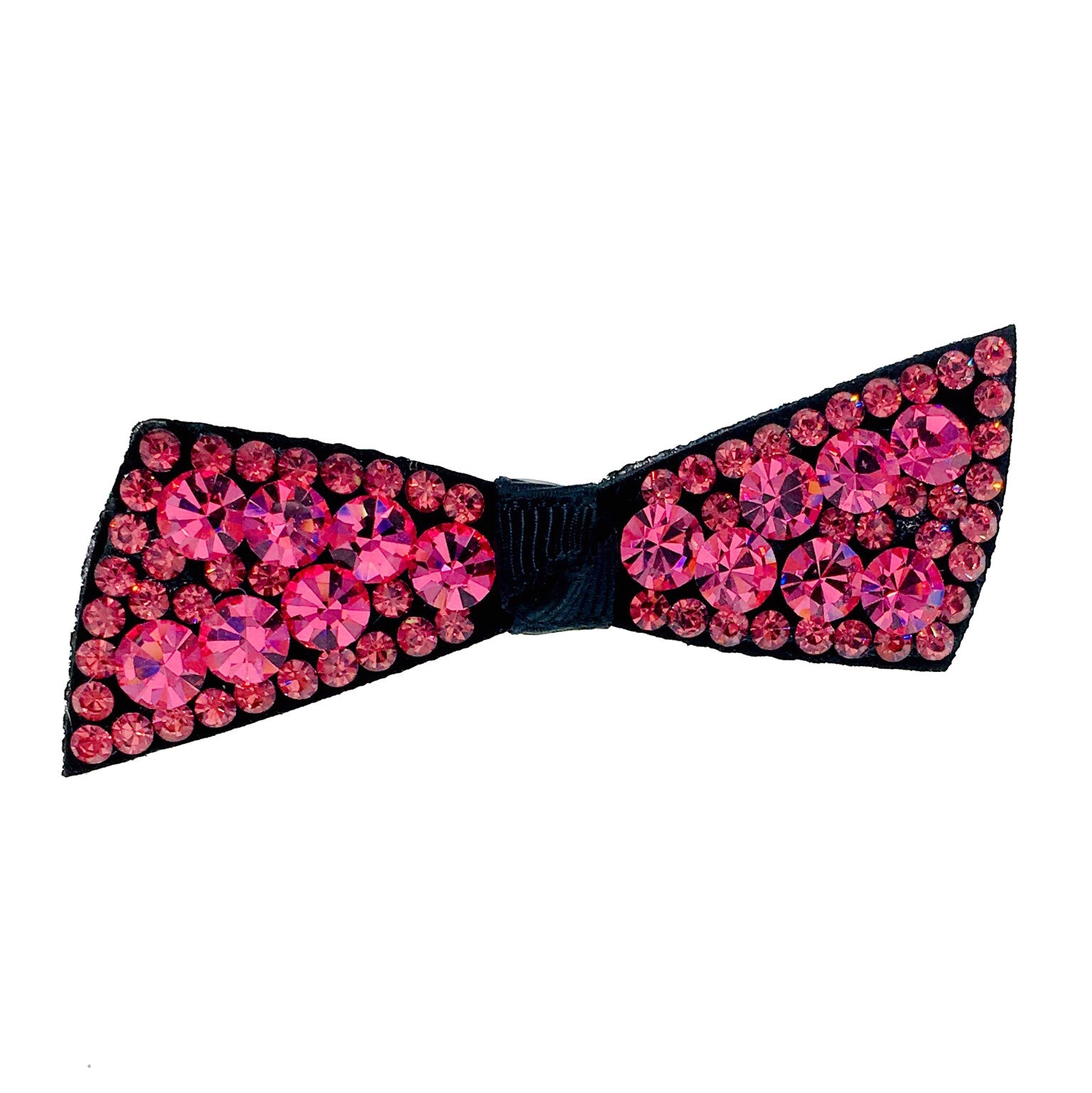 Swarovski Crystal Bow Knot Hair Clip - Elegant Acrylic Black Base with Hot Rose Pink Crystals | Perfect for Weddings, Parties & Everyday Glamour