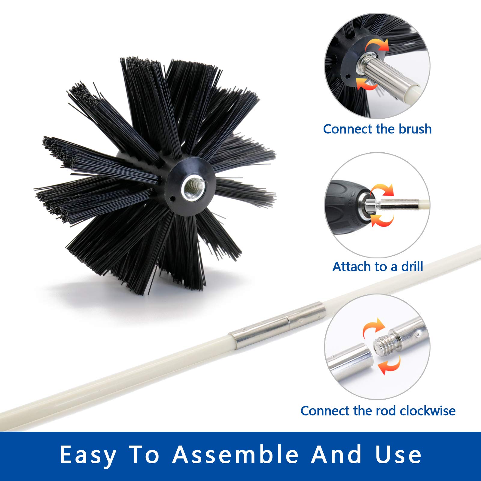 Dryer Vent Cleaner Kit - 20ft Lint Remover with Brush for Duct Cleaning (Drill Compatible) - Home Maintenance