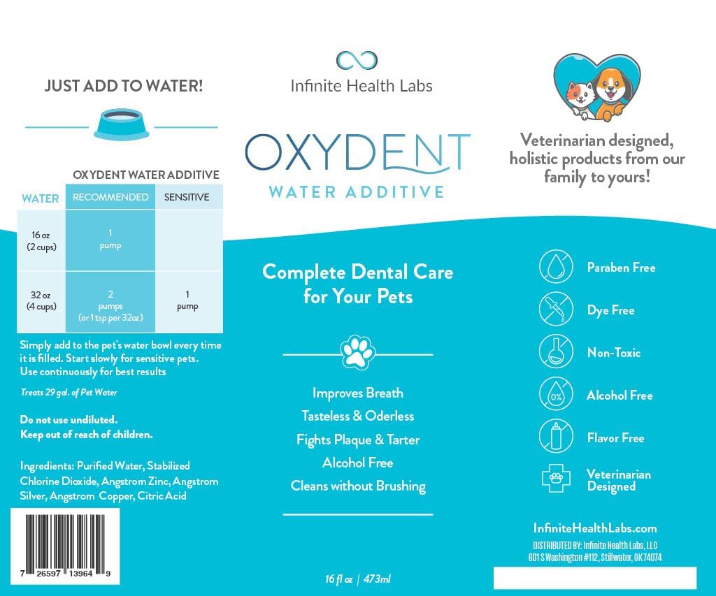 Oxydent Premium Pet Dental Care Solution - Water Additive & Mouthwash for Dogs & Cats - Eliminates Bad Breath, Fights Tartar & Plaque - Fresh Breath Oral Rinse for Pets - Perfect for Daily Dental Hygiene & Vet-Recommended Care