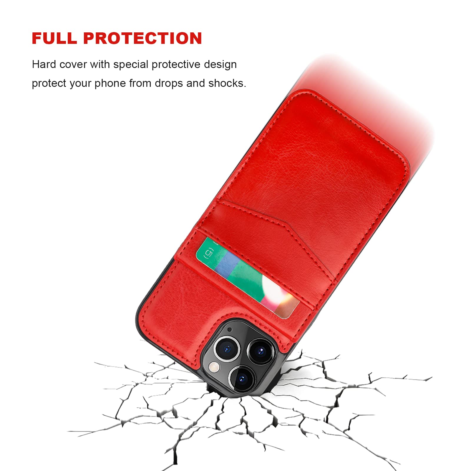 Premium Leather iPhone 12 Pro Max Wallet Case with Magnetic Clasp & Kickstand - Heavy Duty Protective Cover with Credit Card Holder (6.7 Inch, Red) | Perfect for Business Travel, Daily Commute & Hands-Free Viewing