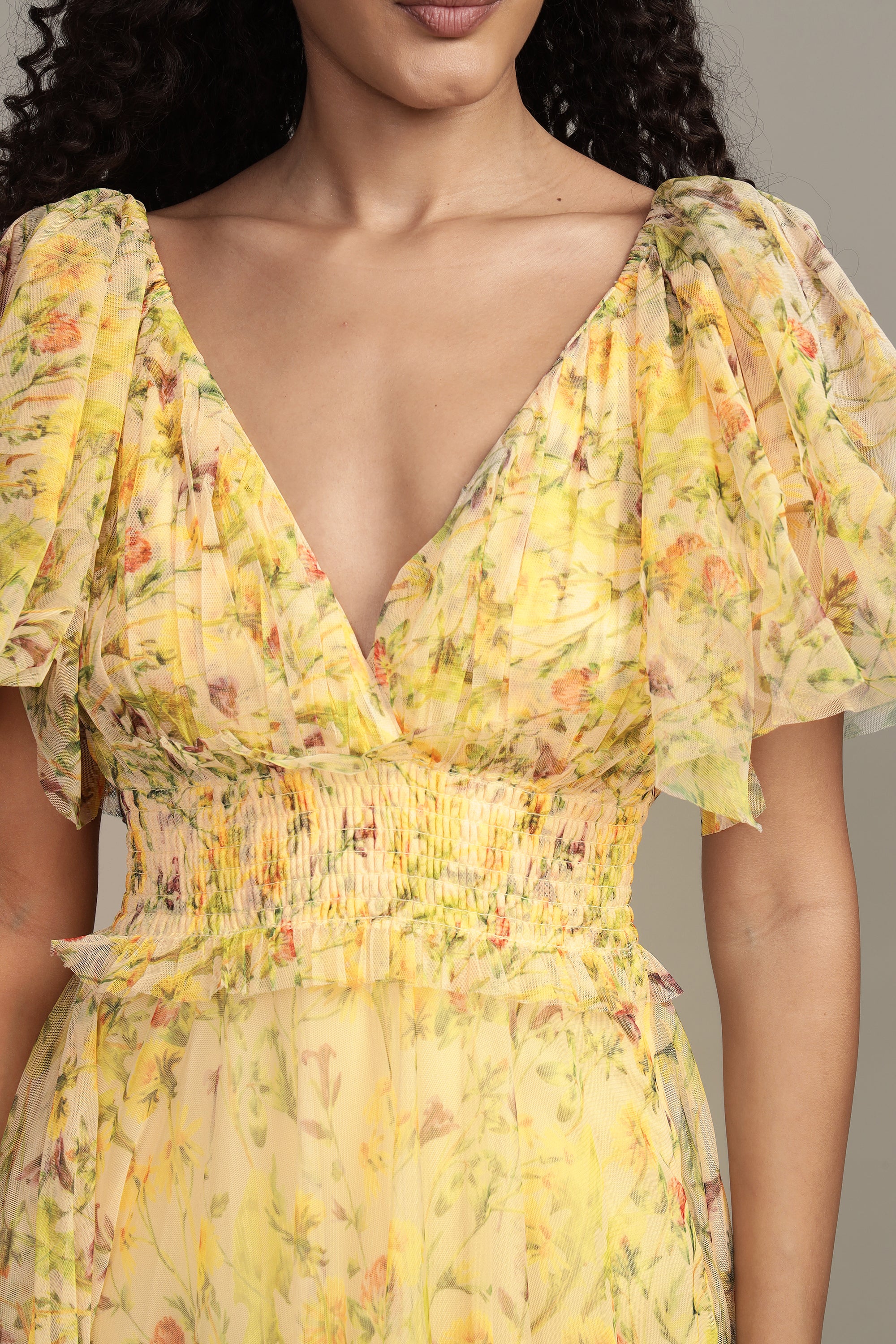 Shelby Yellow Printed Maxi Dress for Women - Flowy Summer Beach Dress with Pockets, Boho Chic Long Dress for Vacations, Parties & Date Nights