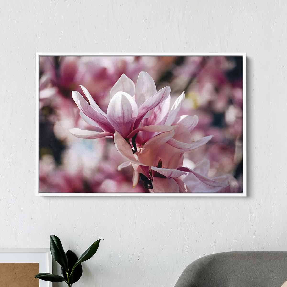 Purple Magnolia Wall Art Canvas Print - Modern Floral Home Decor for Living Room, Bedroom & Office | Ready to Hang