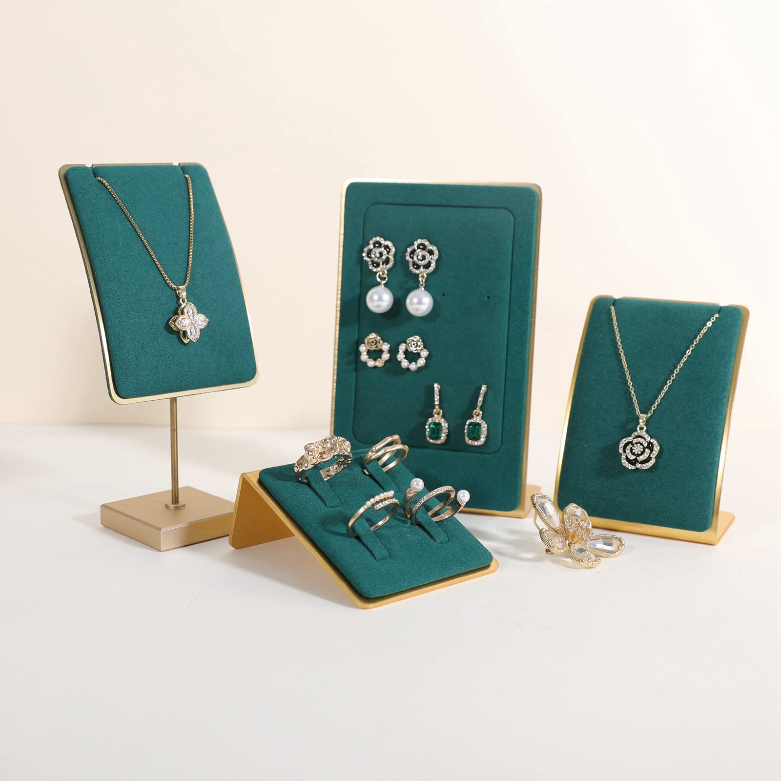Green Velvet Ring Holder Display Stand - Elegant Jewelry Organizer for Rings, Earrings & Small Accessories | Perfect for Home, Wedding, Jewelry Store & Gift