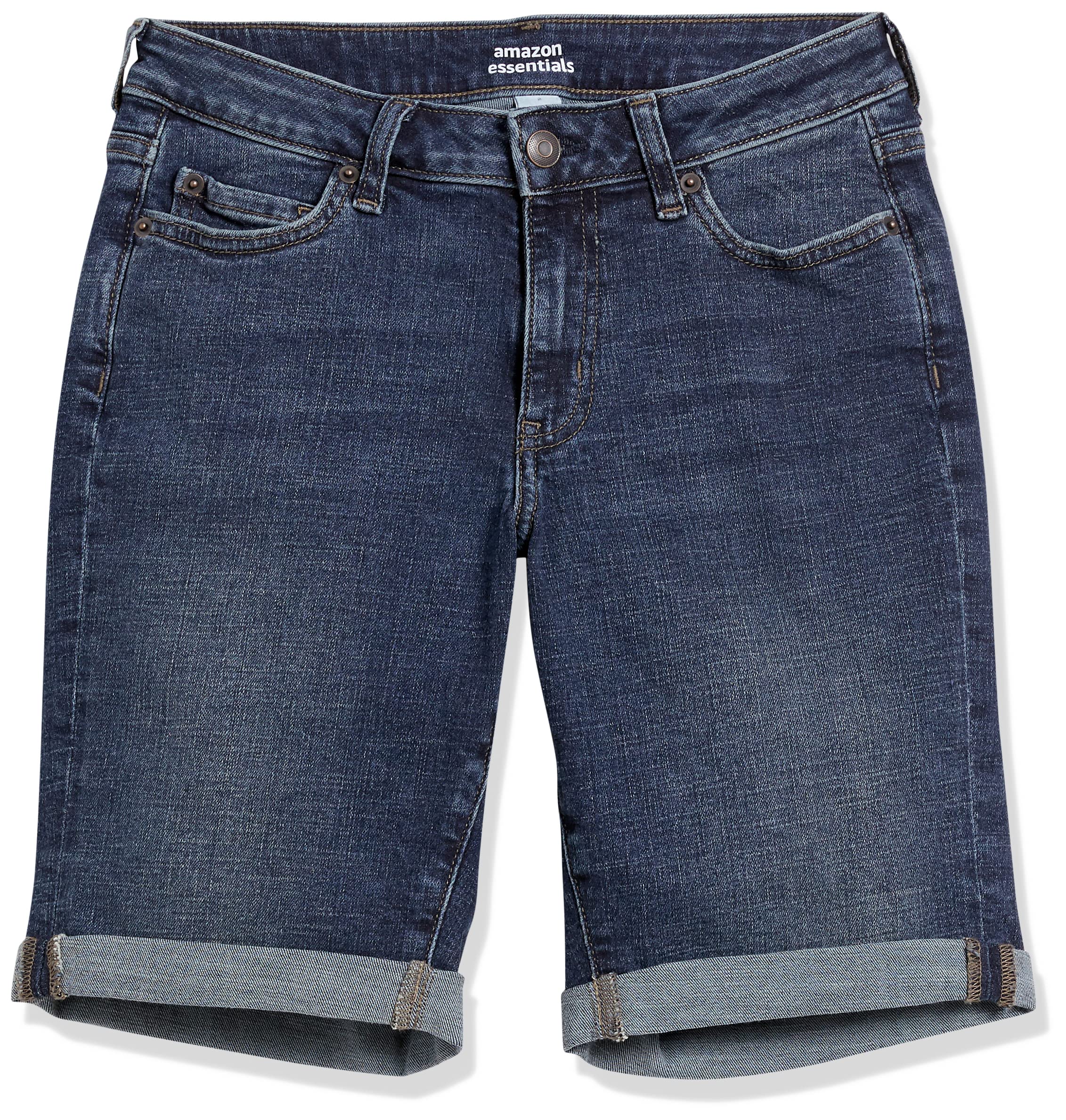Amazon Essentials Women's Denim Bermuda Shorts with Pockets - Comfortable Stretch Denim Shorts for Women, High Waisted Casual Summer Shorts with Side Pockets - Perfect for Beach, Vacation, and Everyday Wear