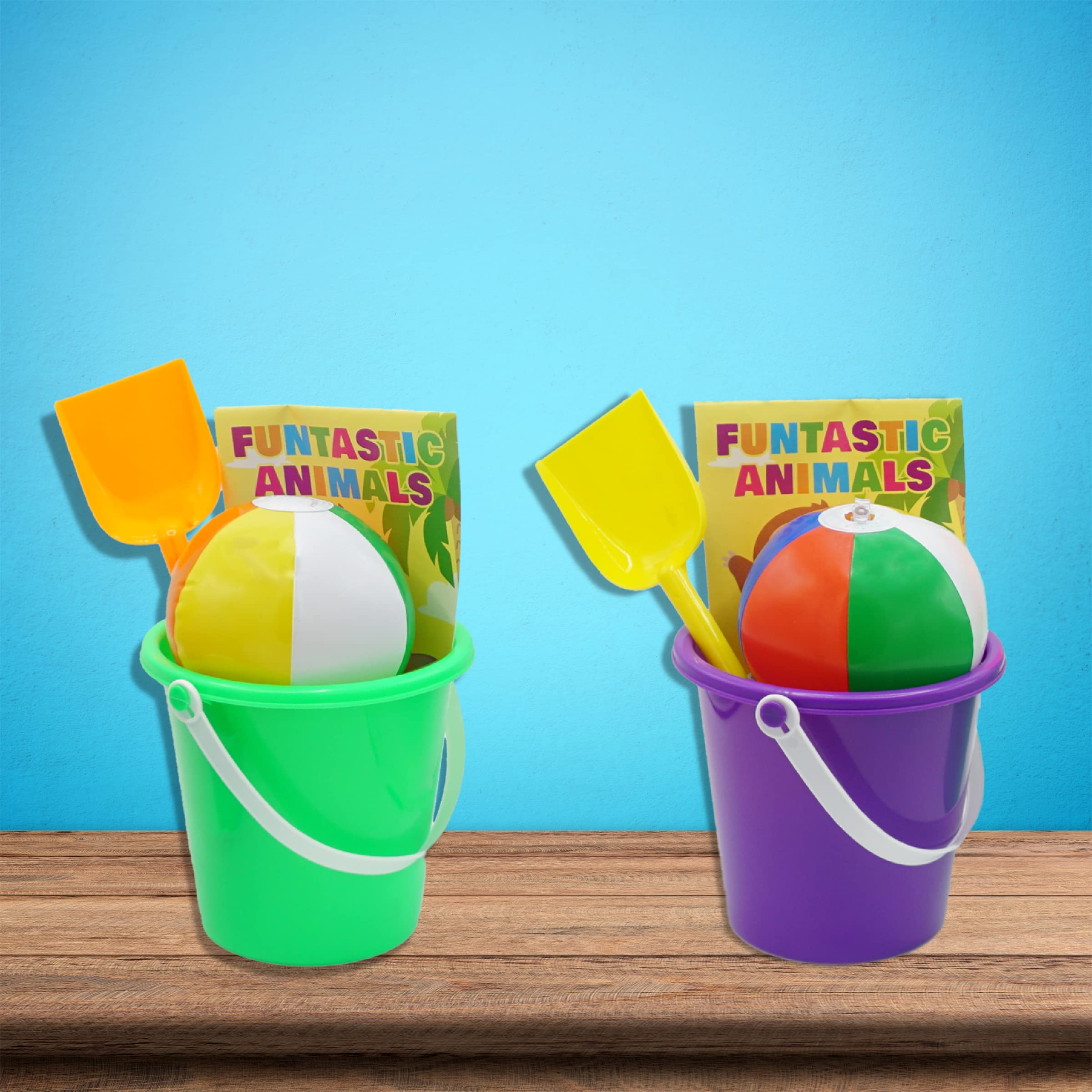 12 Pack Kids Sand Buckets and Shovels Set - 5.5 Inch Small Beach Toys for Summer Outdoor Play, Easter Basket Stuffers & Party Favors - Perfect for Beach Trips, Sandcastles, and Backyard Fun