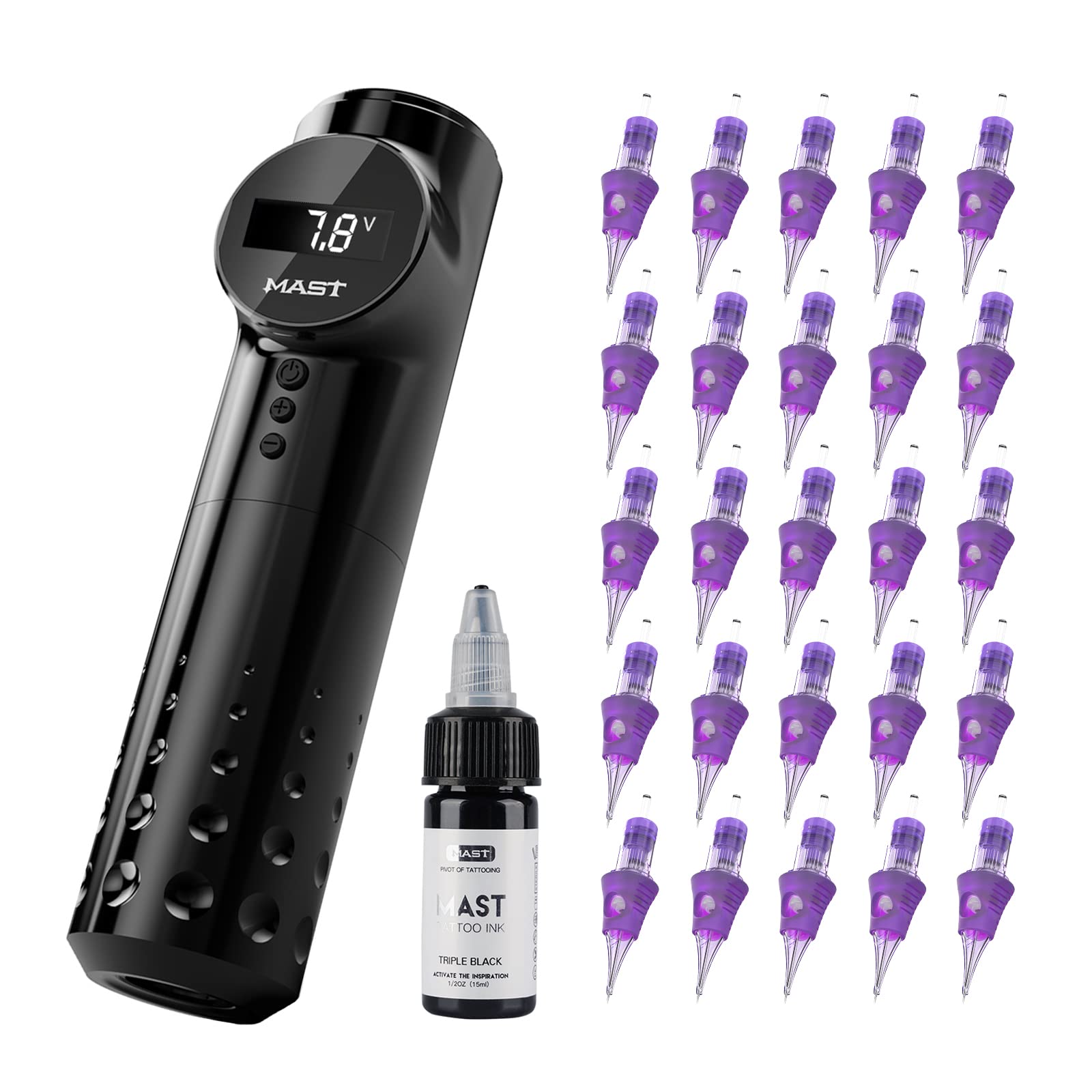Professional Mast Archer Cordless Tattoo Pen Machine Kit with Cartridges, Needles & Black Ink - Perfect for Home Studios & Professional Tattoo Artists