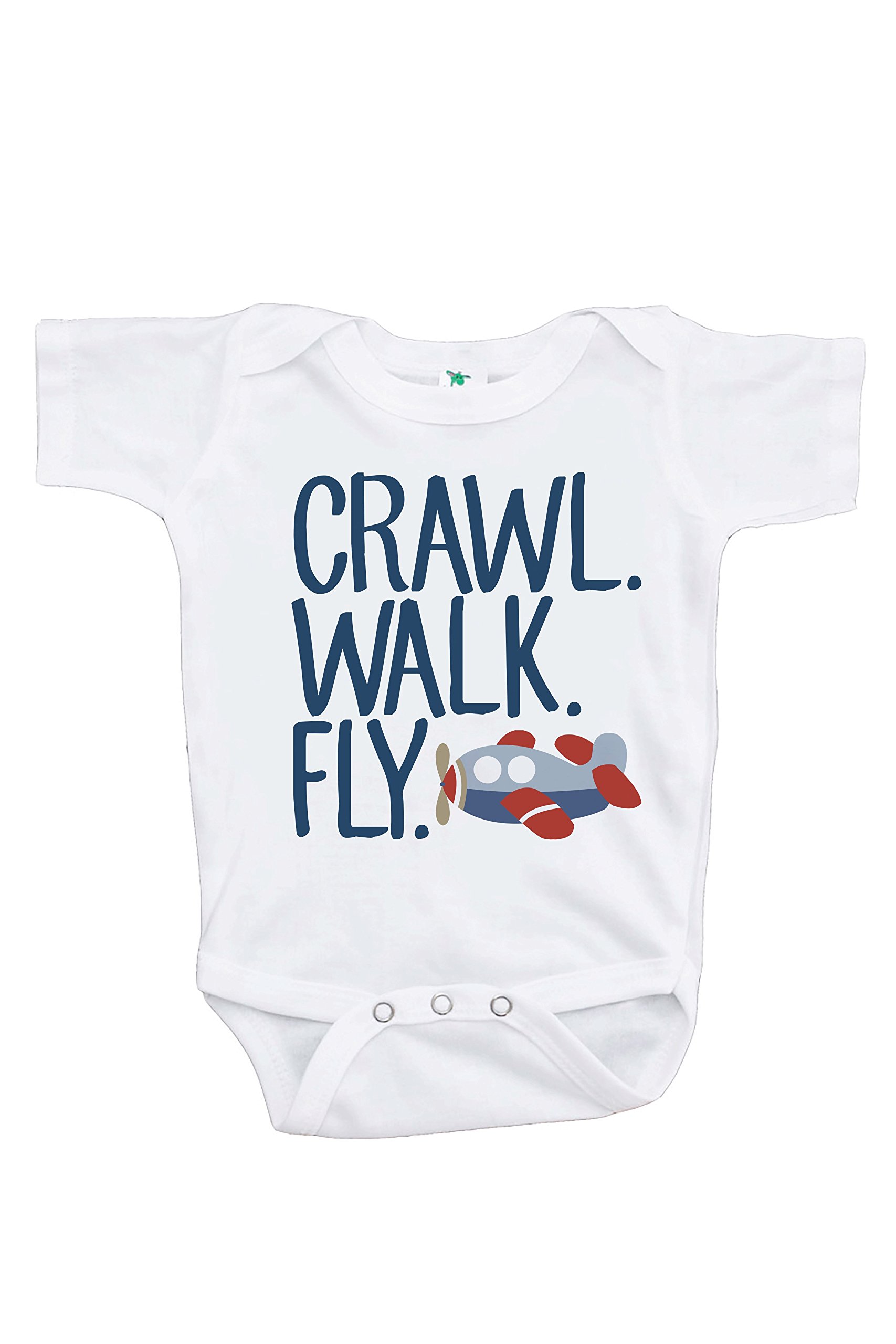 7 Ate 9 Apparel Kids Crawl Walk Fly One-Piece Romper - Soft Cotton Baby Bodysuit for Boys & Girls (0-24 Months) - Perfect for Playtime, Crawling & First Steps