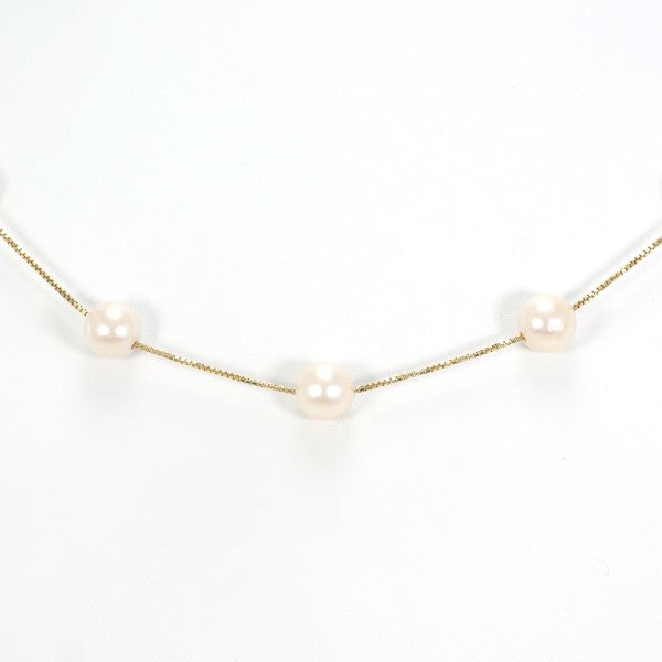 18K Yellow Gold Akoya Pearl Necklace for Women - Elegant Japanese Cultured Pearl Jewelry for Wedding, Anniversary & Special Occasions