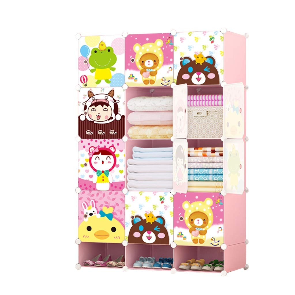 Kids Wardrobe Storage Cabinet - Cartoon Design Detachable Closet for Girls & Children, Space-Saving Nursery Organizer | Perfect for Bedroom, Playroom & Daycare (Color: B)