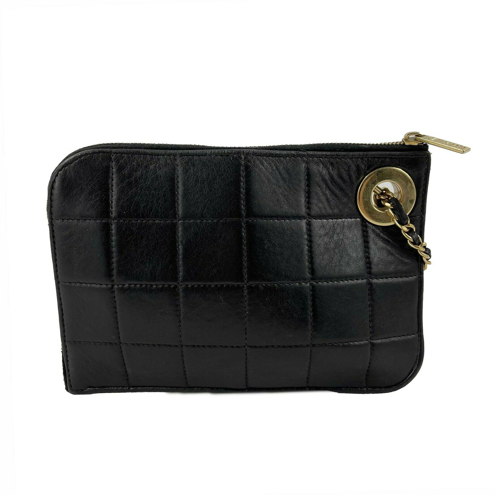 Vintage CHANEL Mini Handcuff Wristlet Clutch Bag - Black, Beige & Gold Ring | Evening Party, Wedding & Special Occasion Accessory