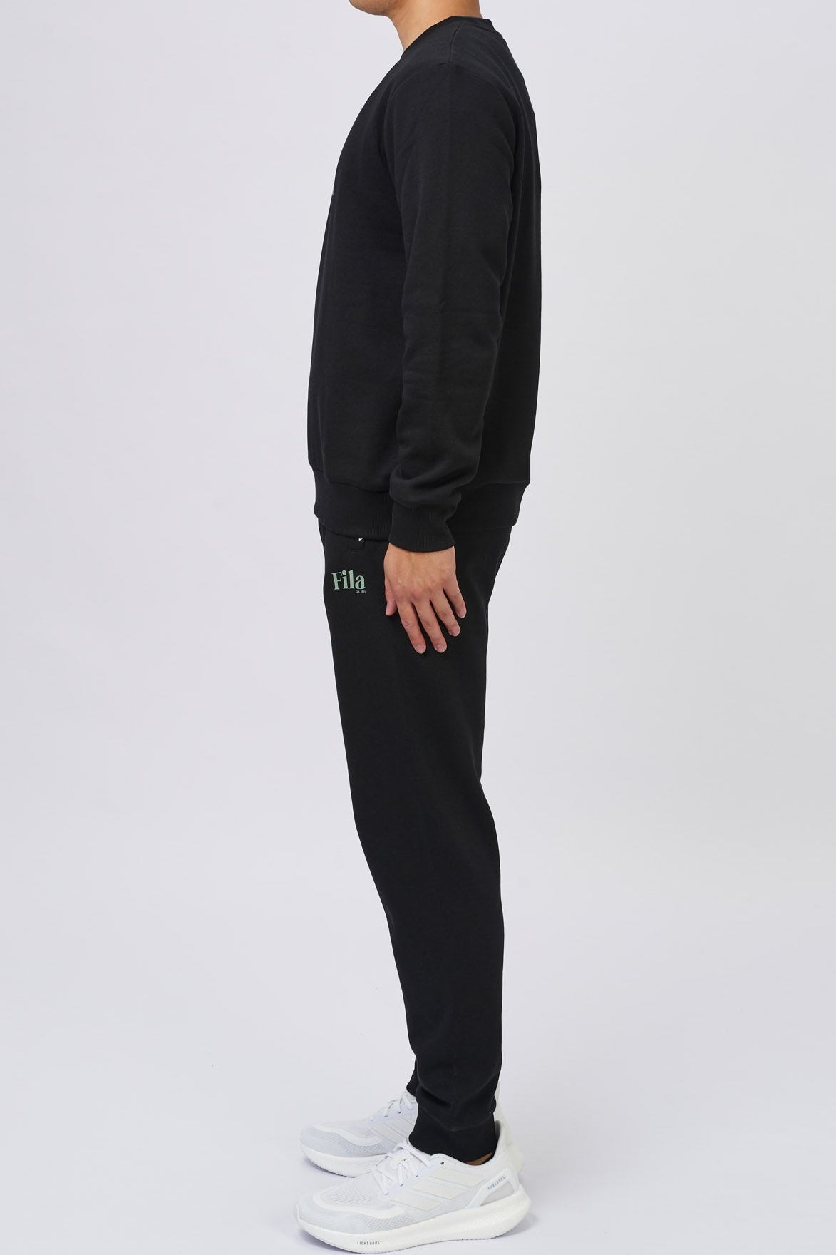 FILA Men's Jamie Black Crewneck Sweatshirt - Comfortable Casual Pullover for Gym, Workout & Everyday Wear