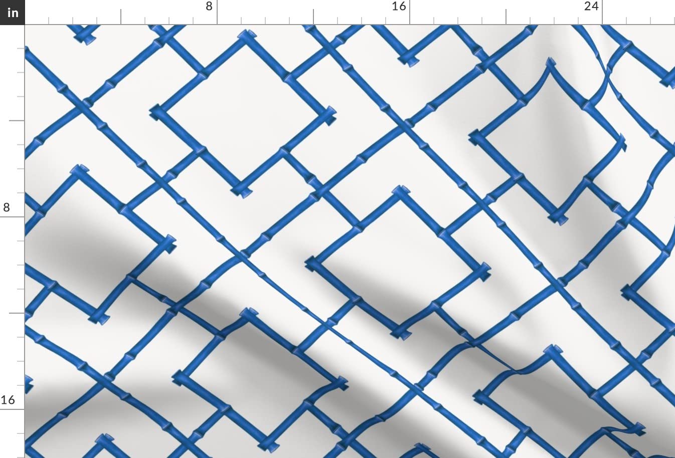 Bamboo Trellis Cobalt Blue & White Chinoiserie Lattice Printed Minky Fabric Fat Quarter - Soft Plush Material for Sewing Baby Blankets, Quilt Backing, Plush Toys & DIY Crafts - Perfect for Nursery Decor, Home Decor & Gift Making