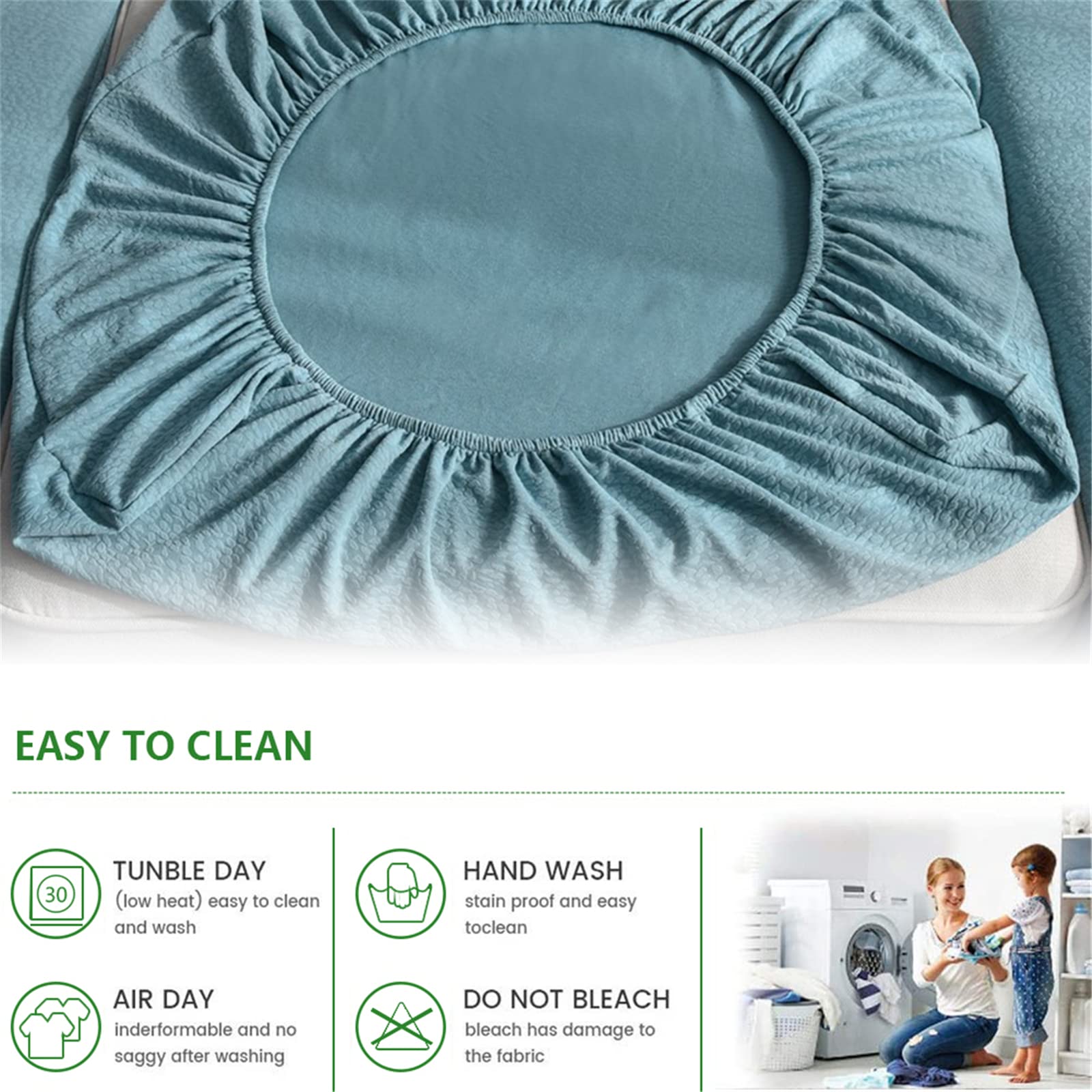 Stretch Waterproof Sofa Cushion Cover - High Elastic Fabric Slipcover for 2-Seater Couches (Light Blue) | Water-Repellent & Durable for Living Room, Office, or Dorm