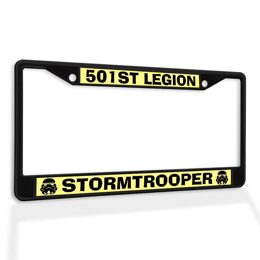501st Legion Stormtrooper Metal License Plate Frame - Black Weatherproof Car Accessories with Solid Insert & 2 Holes | Perfect for Star Wars Fans, Car Enthusiasts & Custom Vehicle Decoration