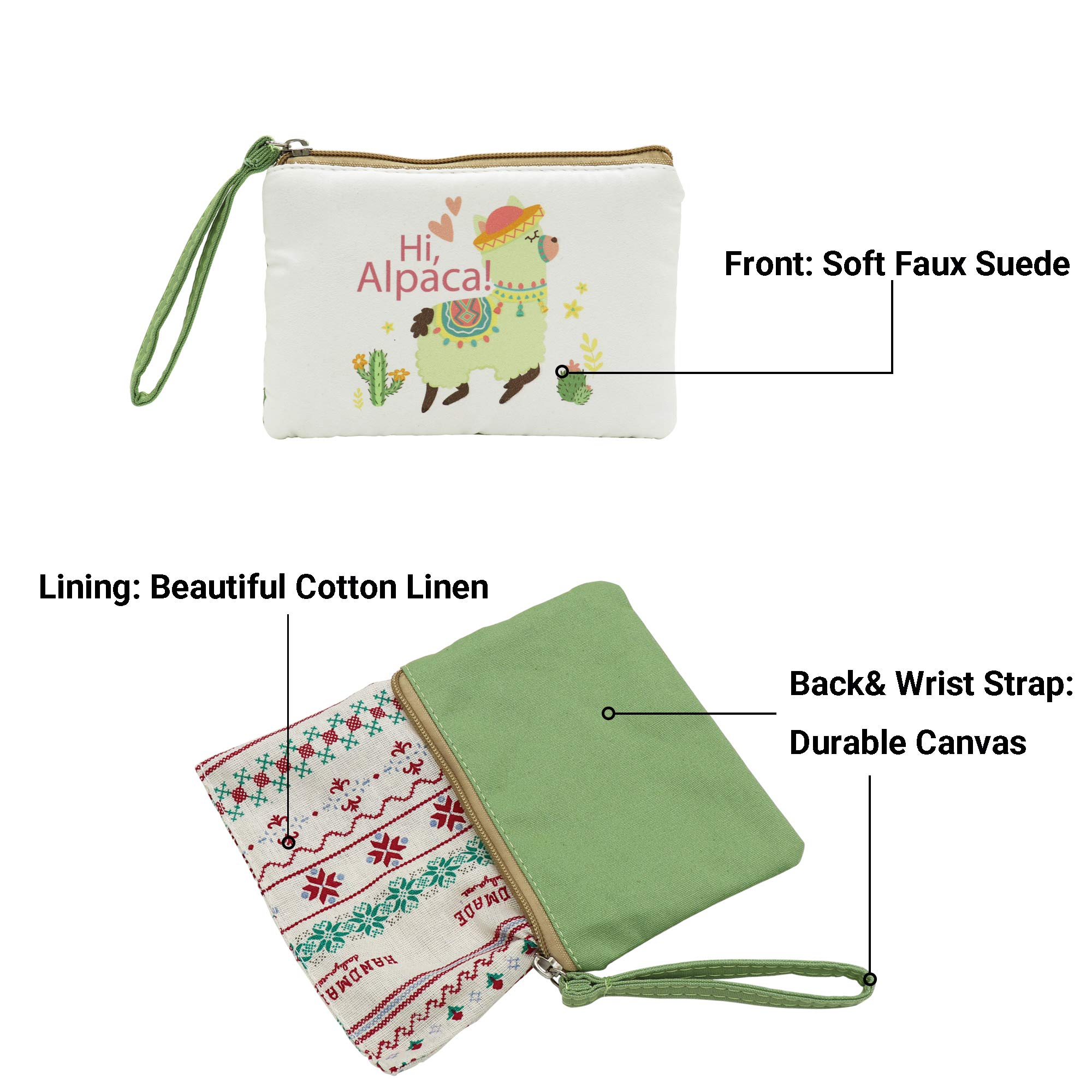 Stylish Alpaca Coin Purse & Makeup Bag with Wrist Strap - Perfect for Women's Essentials, Phone & Cosmetics - Great Gift Idea for Travel, Parties & Daily Use