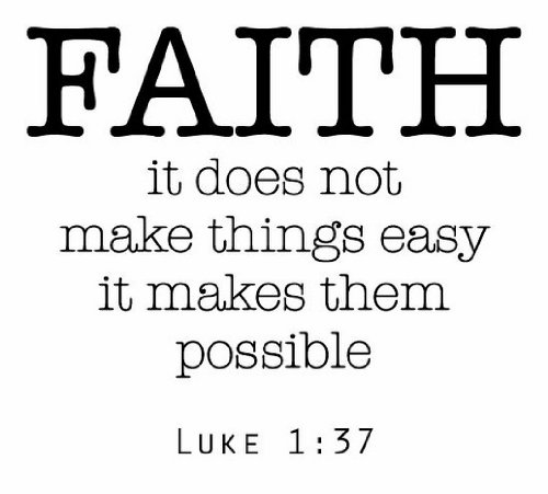 Luke 1:37 Bible Verse Wall Decal - Faith Doesn't Make Things Easy, It Makes Them Possible - 20x20 Inch Inspirational Vinyl Sticker for Home, Office & Church Decor - Religious Wall Art for Bedroom, Nursery & Prayer Room
